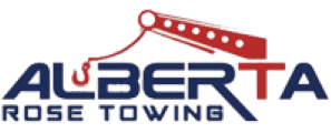 albeta rose towing service logo with red and blue color